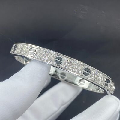 Cartier Love 18k Oro relleno Joyería Oro Blanco Pave Diamante Negro Brazalete Cerámico