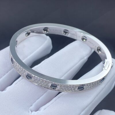 Cartier Love 18k Oro relleno Joyería Oro Blanco Pave Diamante Negro Brazalete Cerámico