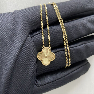 16.54 Inches Alhambra Pendant Necklace 18K Yellow Gold Brand Jewelry