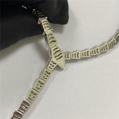 Full Pave Diamonds 18k Gold Necklaces White Gold Slim Bulgari Serpenti Viper Necklace