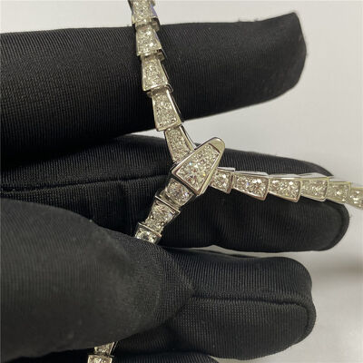 Full Pave Diamonds 18k Gold Necklaces White Gold Slim Bulgari Serpenti Viper Necklace
