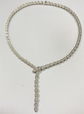 Full Pave Diamonds 18k Gold Necklaces White Gold Slim Bulgari Serpenti Viper Necklace