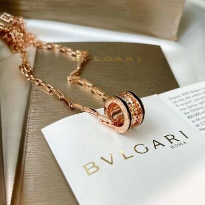 BVLGARI B.Zero1 Rose Gold 18k Gold Necklaces 38.5cm Rock Pendant Necklace
