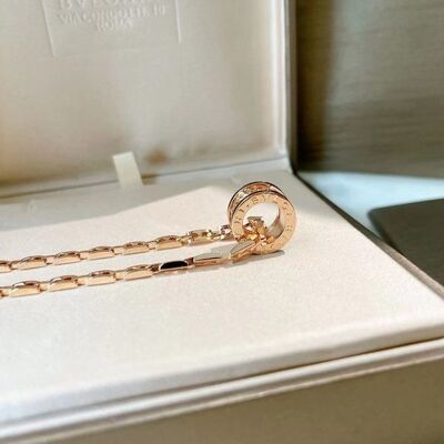 BVLGARI B.Zero1 Rose Gold 18k Gold Necklaces 38.5cm Rock Pendant Necklace