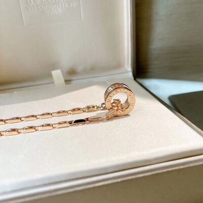 BVLGARI B.Zero1 Rose Gold 18k Gold Necklaces 38.5cm Rock Pendant Necklace