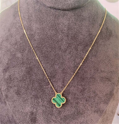 16.54 inches 18k Gold Necklaces 18K Yellow Gold Pendant with Malachite