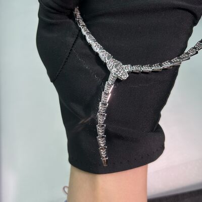 Serpenti Viper Slim Necklace In 18 Kt White Gold, Set With Full Pavé Diamonds High Jewelry Brands