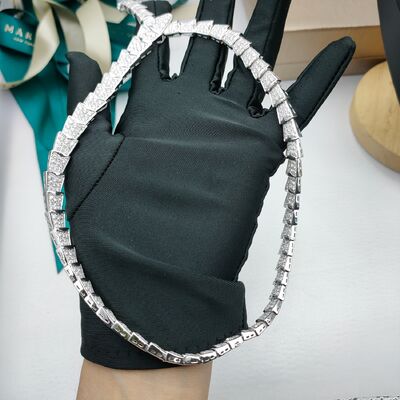 Serpenti Viper Necklace In 18 Kt White Gold, Set With Full Pavé Diamonds