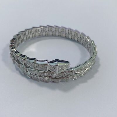 Diamonds 5.02carat 18k Gold Bracelets Bvlgari Serpenti Viper S Size Double Layer Wrap Bracelet