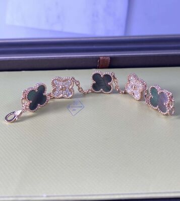 7.48 Inches Mother Of Pearl 18k Gold Bracelets Van Cleef Alhambra Bracelet 5 Motifs