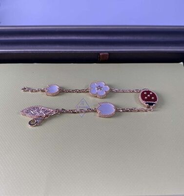 Lucky Alhambra Pure 18K Rose Gold Bracelet with 5 Motifs