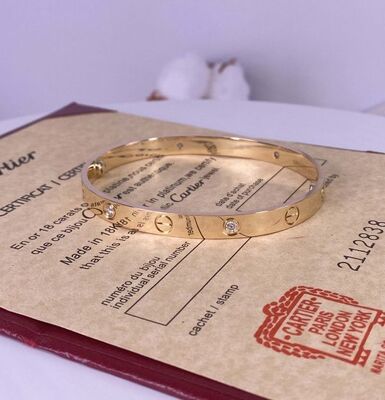 6.1mm 0.42 Carat Bangle Bracelet 18k Gold French Brand 18k Rose Gold Bangle With 4 Diamonds