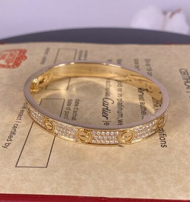 Cartier Love 18K Yellow Gold Bracelet With Diamond Paved High Quality Jewelry Brand