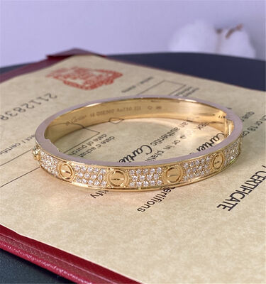 Cartier Love 18K Yellow Gold Bracelet With Diamond Paved High Quality Jewelry Brand