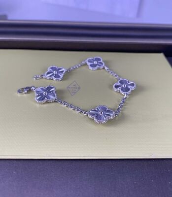 Vintage Alhambra Pure 18K White Gold Bracelet 5 Motifs 18k Gold Jewellery