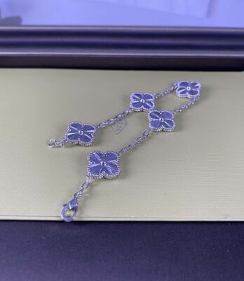 Vintage Alhambra Pure 18K White Gold Bracelet 5 Motifs 18k Gold Jewellery