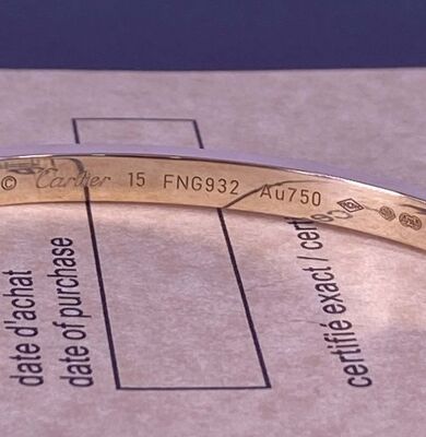 0.95Carat Pure 18k Bracelet Gold Bracelet Womens Small Model Cartier Love Bangle Bracelet