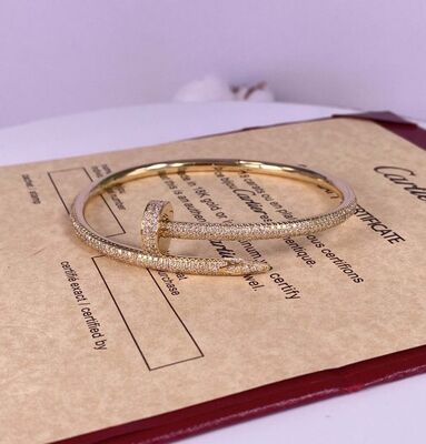 3.5mm Pure 18K Gold Jewelry Yellow Gold Cartier Small Juste Un Clou With Diamonds