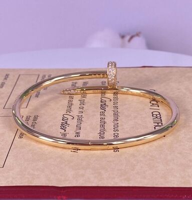 3.5mm Pure 18K Gold Jewelry Yellow Gold Cartier Small Juste Un Clou With Diamonds