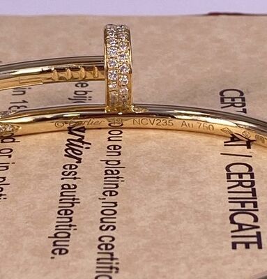 3.5mm Pure 18K Gold Jewelry Yellow Gold Cartier Small Juste Un Clou With Diamonds