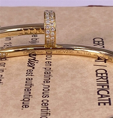 3.5mm Pure 18K Gold Jewelry Yellow Gold Cartier Small Juste Un Clou With Diamonds