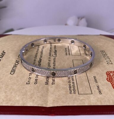 Pure 18K Gold Jewelry White Gold Diamond Paved Ceramic Cartier 18k Love Bracelet