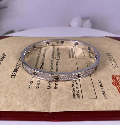 Pure 18K Gold Jewelry White Gold Diamond Paved Ceramic Cartier 18k Love Bracelet