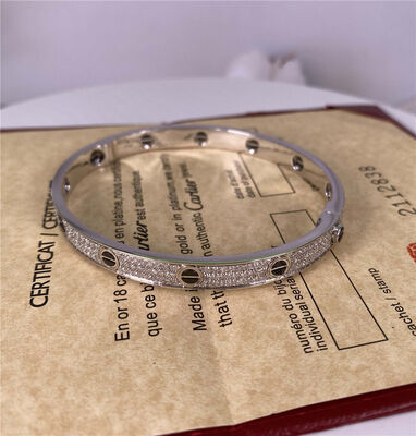 Pure 18K Gold Jewelry White Gold Diamond Paved Ceramic Cartier 18k Love Bracelet