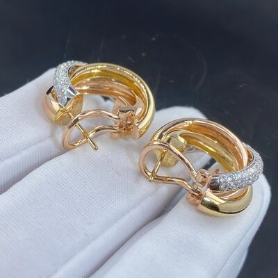 Solid Round 18K Gold Jewelry Cartier Vvs Diamond Earrings Master Copy Real