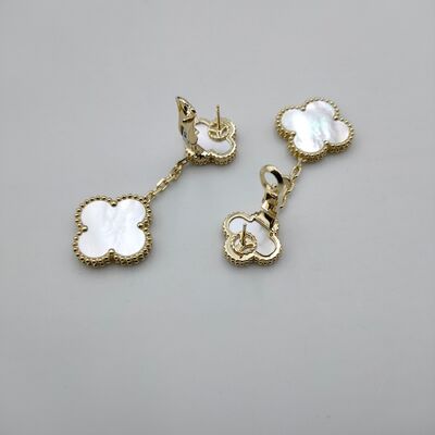 Van Cleef Arpels Magic Alhambra Earrings 2 Motif 18K Emas Kuning Ibu Mutiara