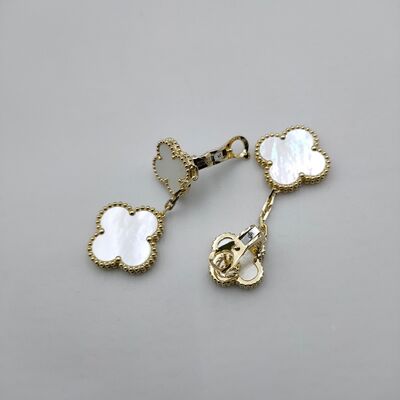 Van Cleef Arpels Magic Alhambra Earrings 2 Motif 18K Emas Kuning Ibu Mutiara