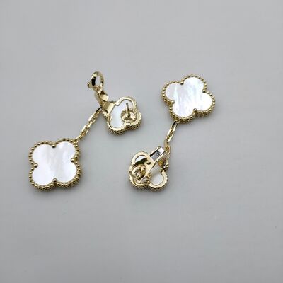 Van Cleef Arpels Magic Alhambra Earrings 2 Motif 18K Emas Kuning Ibu Mutiara
