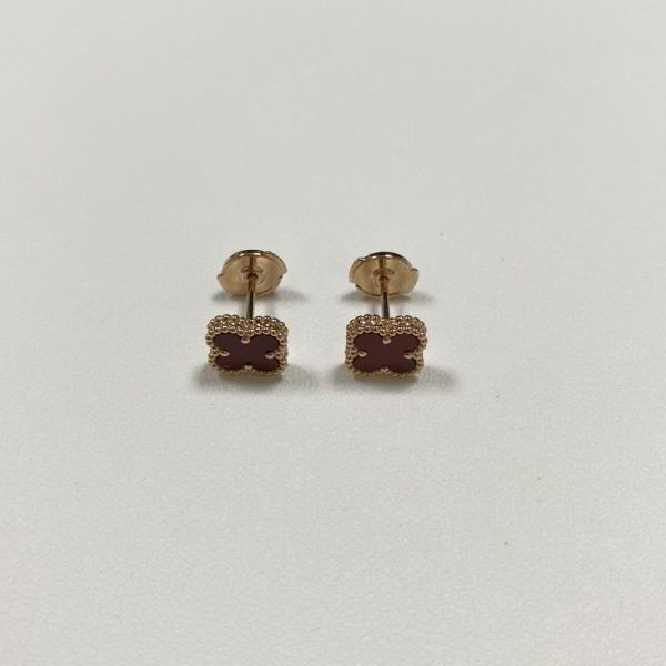 9mm VCA Sweet Alhambra 18k Los pendientes 2 piedras 18k Rosado Oro Joyería Carnelia