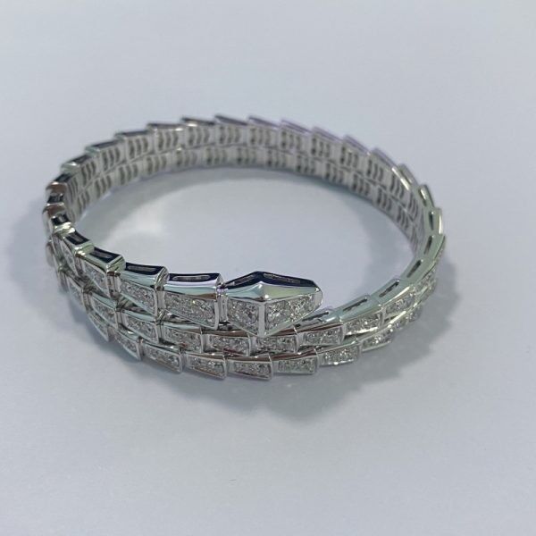 Diamonds 5.02carat 18k Gold Bracelets Bvlgari Serpenti Viper S Size Double Layer Wrap Bracelet