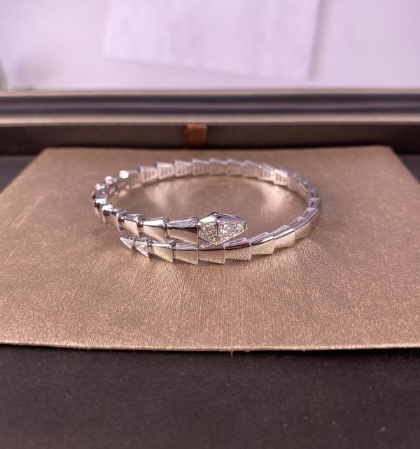 Custom 18k Gold Jewelry Serpenti Pure 18K White Gold Bracelet With Diamonds 18k gold jewelry factory